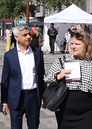 Mayor of London Sadiq Khan visits Walthamstow Market with Cllr Grace Williams 