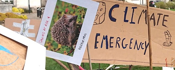 Climate emergency banner outside Waltham Forest Town Hall