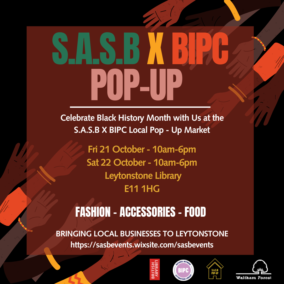 Flyer for Pop-up Market at BIPC Local Waltham Forest in Leytonstone Library