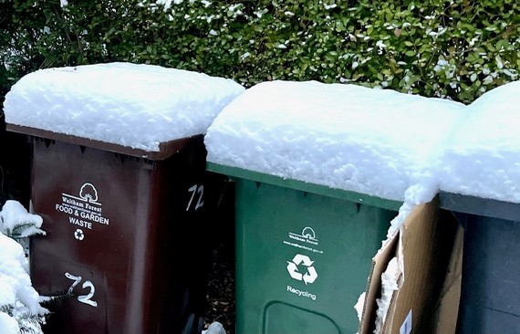 Bins covered in deep snow