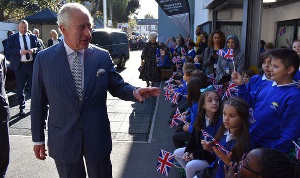 King Charles and Queen Camilla meet local schoolchildren on their visit to Project Zero
