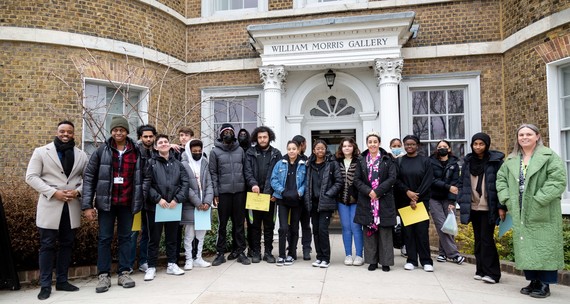 Cllr Ashworth stands with students outside the William Morris Gallery