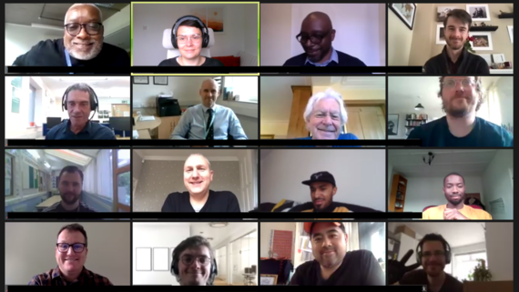 Multiple faces on screen during a Zoom Bystander Awareness training session