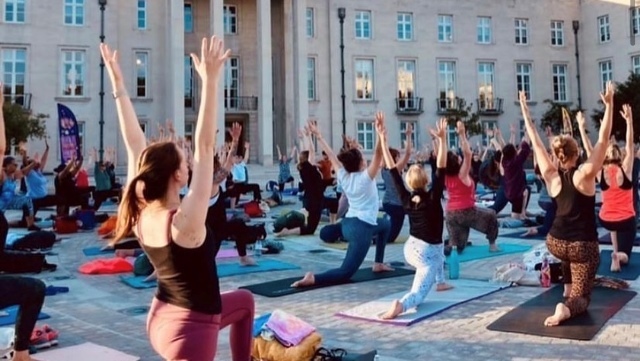 An East of Eden yoga session in Fellowship Square