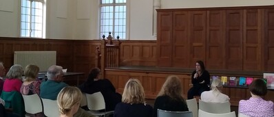 Ruth Ware talking to audience at Walthamstow Library