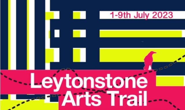 Leytonstone Arts Trail logo with a silhouette of a bird perched on the letters