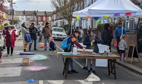 Residents attending a street party