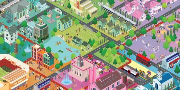 Let's Talk banner showing illustrations of people in Waltham Forest