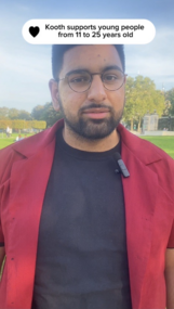 Close up on a young man with the words Kooth supports young people from 11 to 25 years