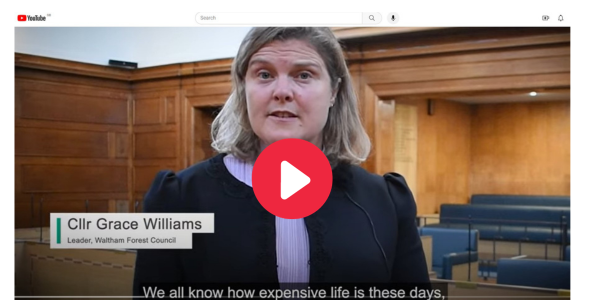 Video screen shot of Cllr Williams in the Council Chamber saying We all know how expensive life is these days