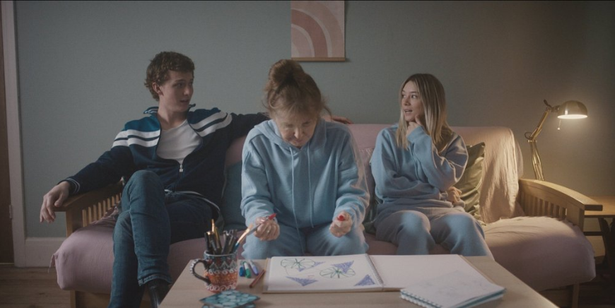 Family watching movie