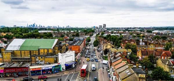 A aerial view of Lea Bridge