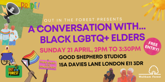 Illustrations showing people, a pride flags and Trans rights are human rights banner