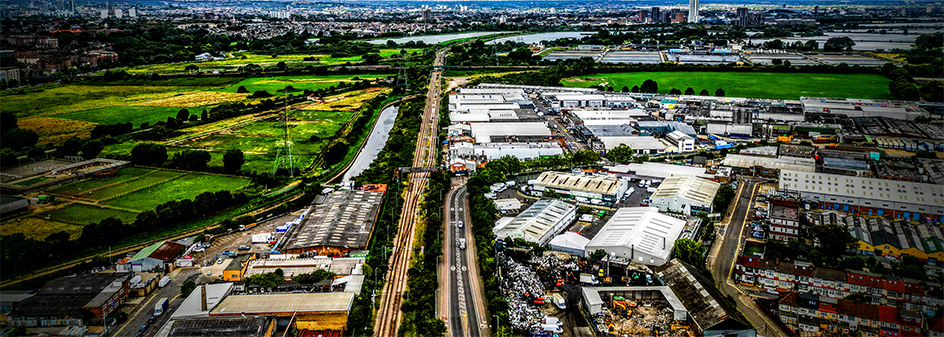 Drone view of leabridge and Argall industrial estate