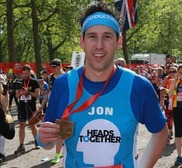 Jon after running the marathon