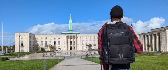 MK outside the Town Hall
