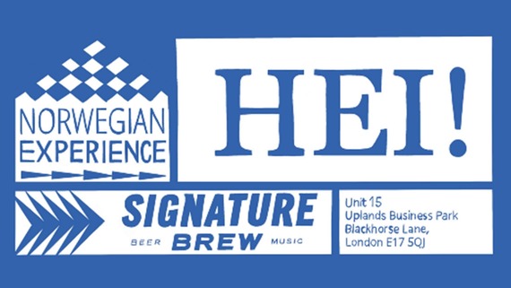 a graphic with the text: Hei! Norwegian experience at Signature Brew, Blackhorse Road