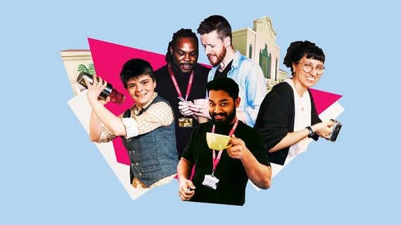 A graphic featuring photos of all the different roles available at Soho Theatre