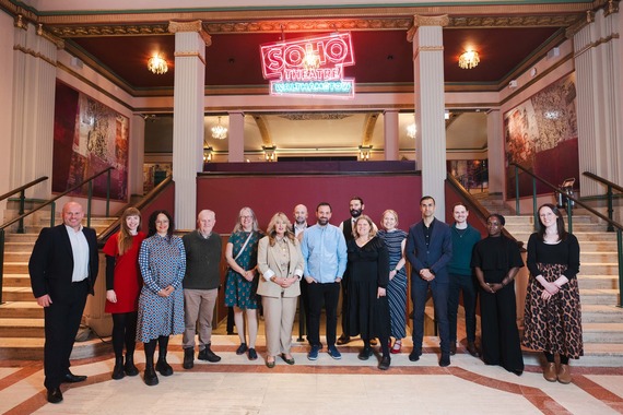A photograph of council leaders posing in the lobby at the refurbished Soho Theatre Walthamstow