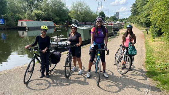 A photo of the Black Women on Wheels cycling group