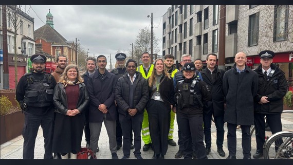 A photo of councillors and police posing in Walthamstow