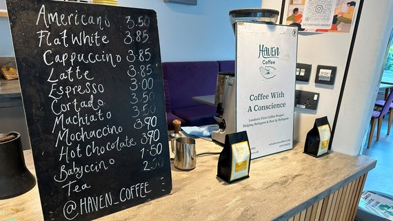 Haven Coffee interior photo of counter and menu