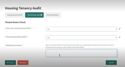 Housing Tenancy home check audit