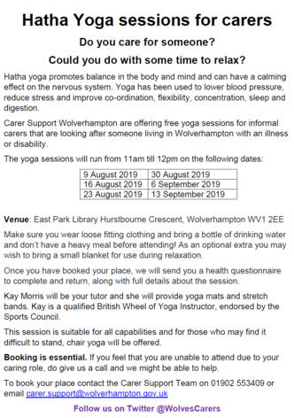 yoga for carers