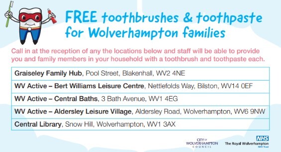 free toothbrushes for Wolverhampton families