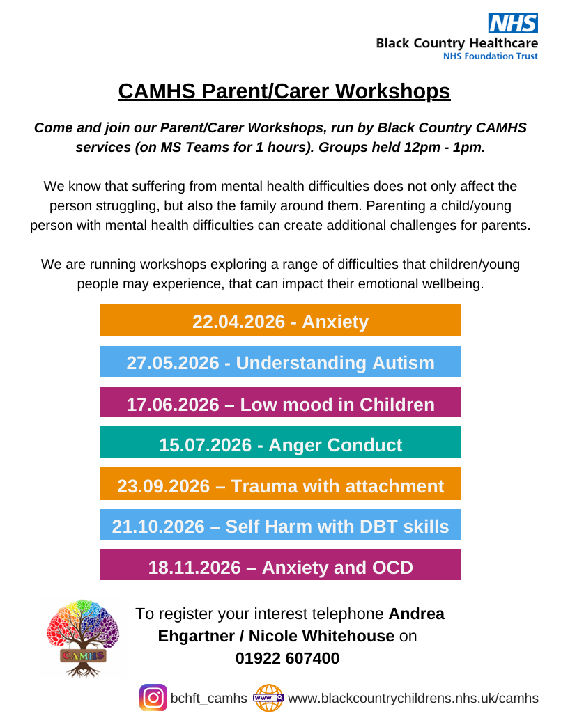 CAMHS workshops- Apr to Nov 26