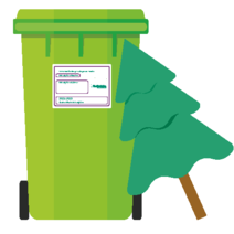 christmas tree next to subscribed garden waste bin