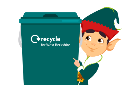 Elfis next to food waste caddy