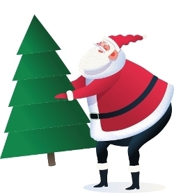 Santa with real Christmas tree
