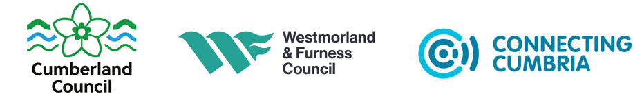 Connecting Cumbria, W and F and Cumberland logos
