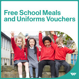 Image reads: Free School Meals and Uniforms Vouchers