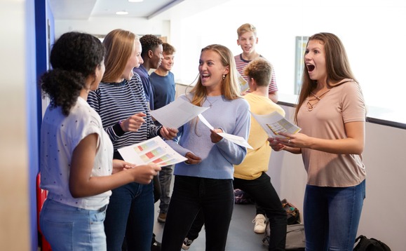 Group of students receiving their results