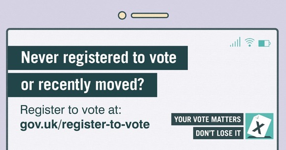 Image reads: Never registered to vote or recently moved?