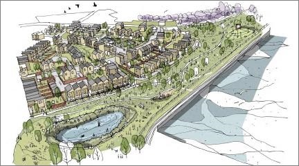 An artist's impression of how part of the Marina Village site, next to Cavendish Dock, could look