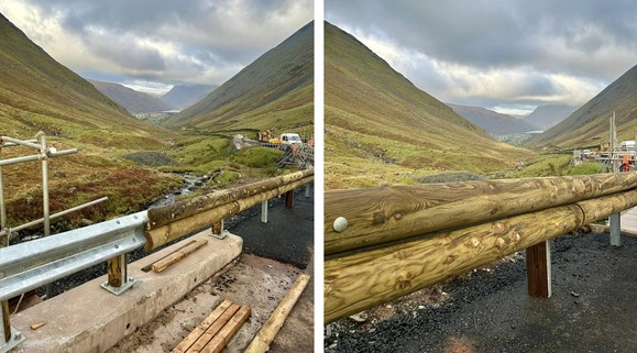 Wooden-clad crash barriers for Lakeland pass