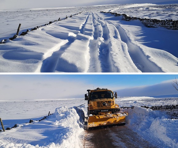 Before and after photos captured between Barras and Tan Hill during the Beast from the East in 2018