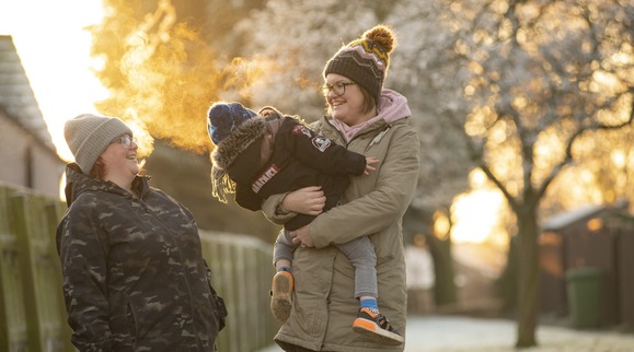 Cumbrian adopters Amy, left, and Kirstie, with their son 'Archie'