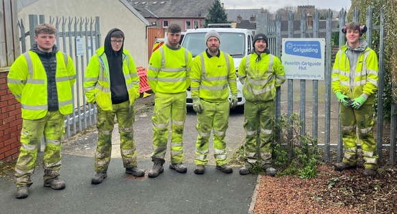 Apprentices from Westmorland and Furness Council and Cumberland Council's highways teams volunteering for National Apprenticeship Week