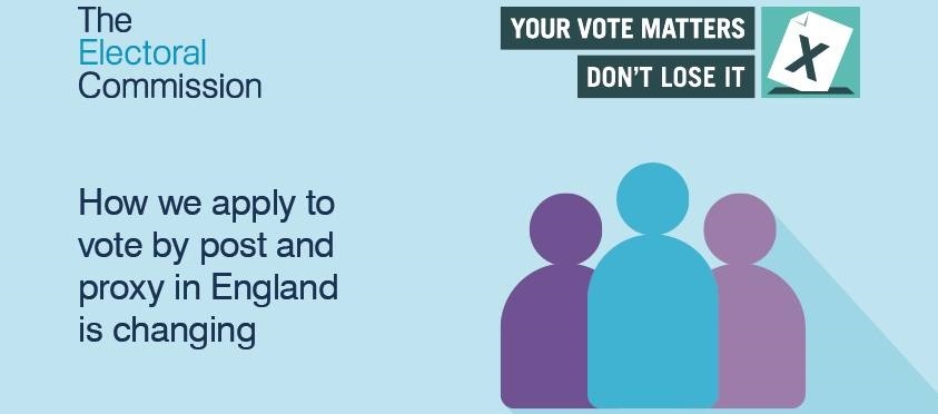 Image reads: How we apply to vote by post and proxy in England is changing