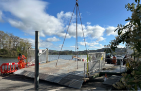 Windermere Ferry Ramps lifted by a crain
