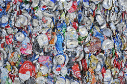 Crushed cans for recycling