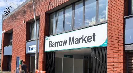 Barrow Market sign.