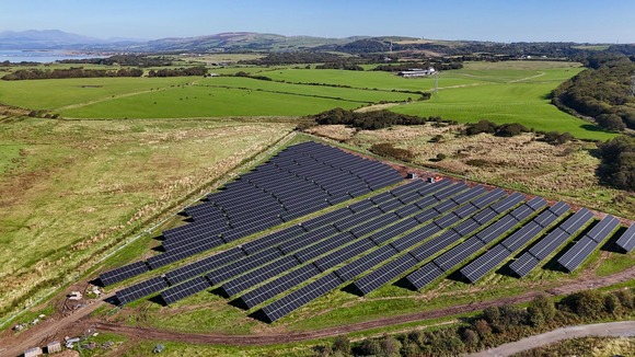 Aerial shot of the solar farm at Sandscale Park in Barrow