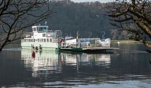 Windermere ferry on the water.