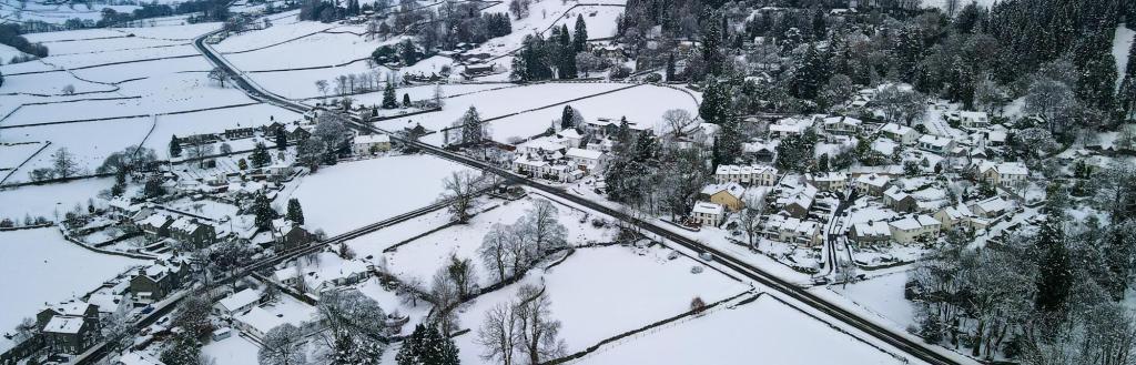 Snow covered town