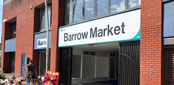New signs for Barrow Market at The Mall's old entrance